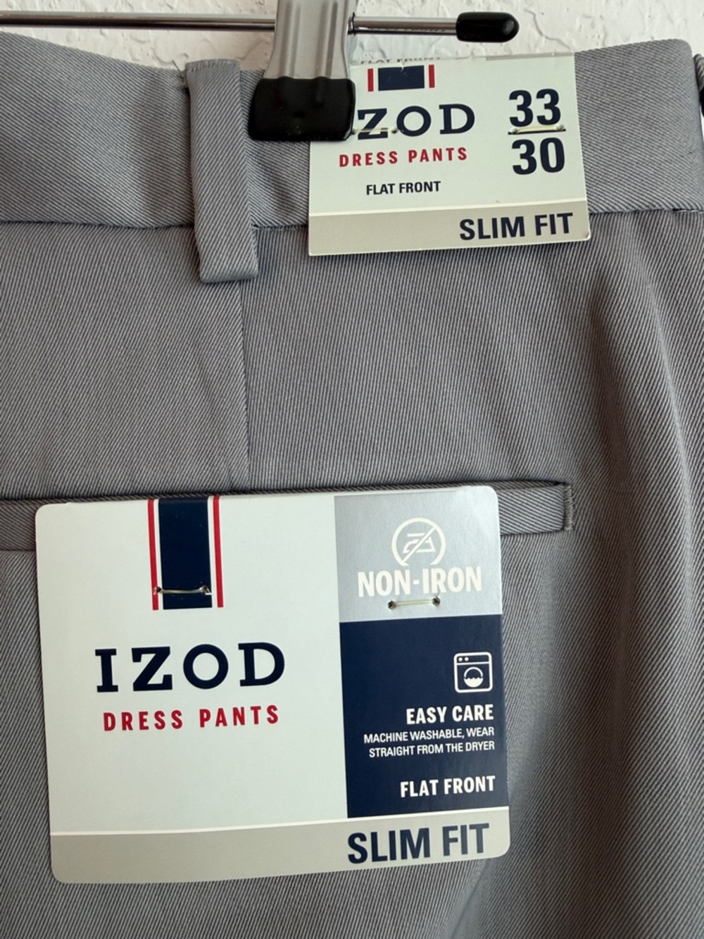 Izod Slim Fit Easy Care Dress Pants in Gray - Picture 3 of 7
